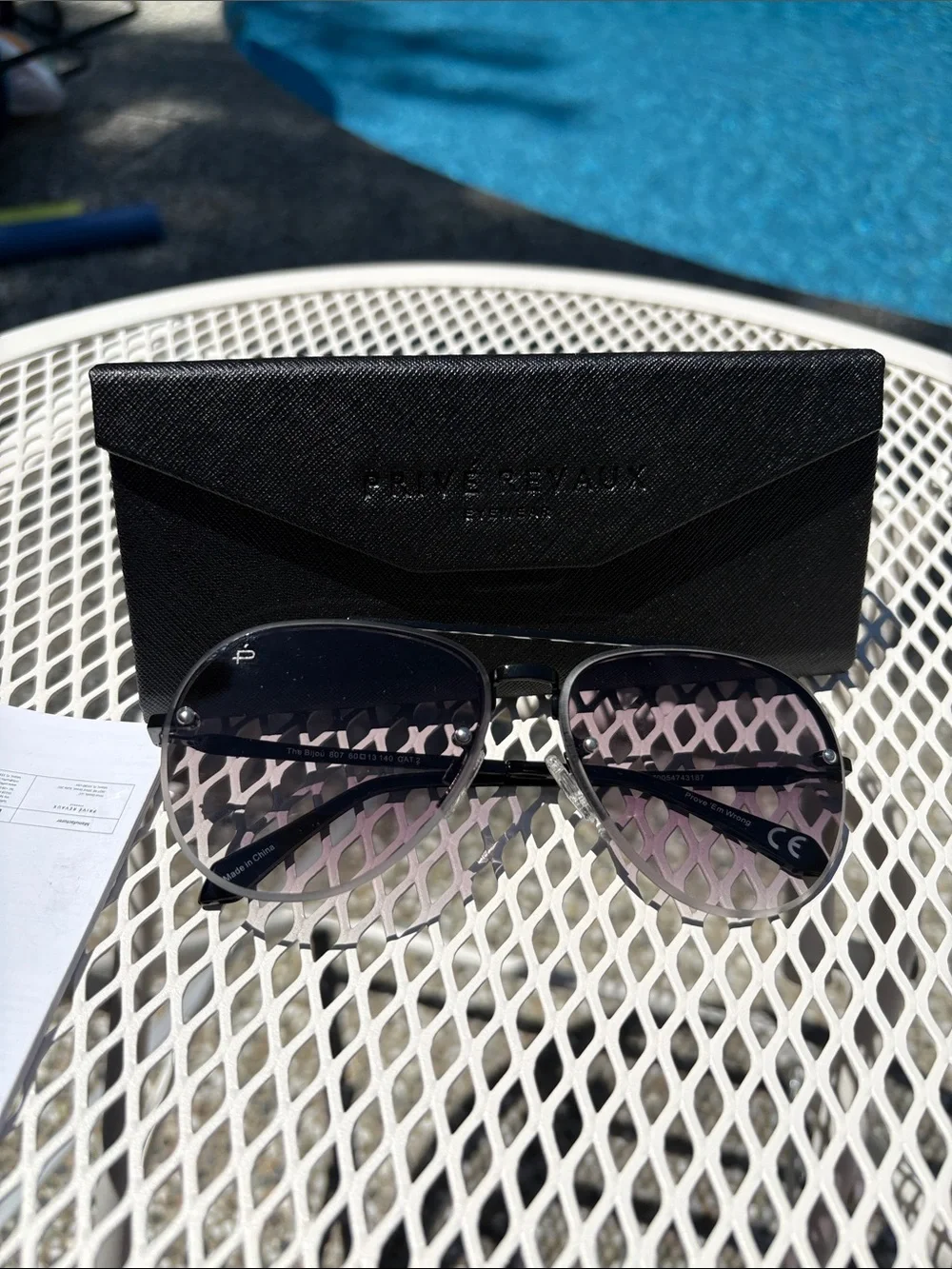 Prive Renaud Black Aviator Sunglasses with Collapsable Case